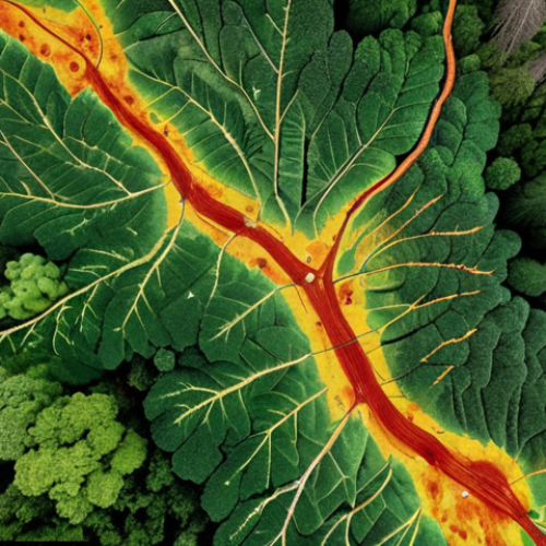 Home 19 **
Prompt: A lush, vibrant Amazon rainforest canopy viewed from above, crisscrossed with drone flight paths. Heatmap overlay showing areas of deforestation risk identified by AI, with data points highlighting illegal logging activity and biodiversity hotspots. The image should evoke a sense of urgency and technological hope for conservation. Style: hyperrealistic, aerial photography, data visualization.
**