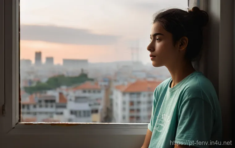 물리적 환경 변화와 심리적 영향 - **Prompt:** A young Portuguese woman, perhaps in her late teens or early twenties, sits by a window ...