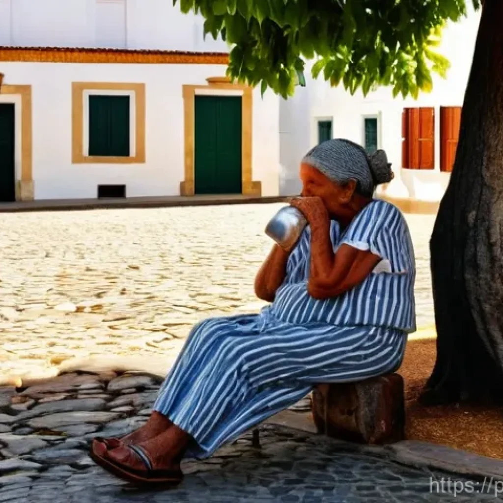 기후 변화와 인간 건강 - **Extreme Heat in a Portuguese Village**
"A candid, slightly elevated shot of a traditional Port...