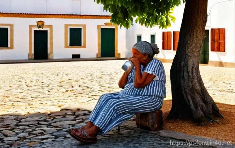 기후 변화와 인간 건강 - **Extreme Heat in a Portuguese Village**
    "A candid, slightly elevated shot of a traditional Port...