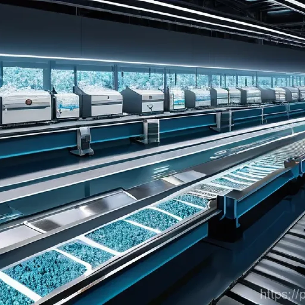 산업 폐기물 처리 기술 - **Prompt 1: Futuristic Automated Recycling Hub**
A wide-angle, hyper-realistic depiction of an a...