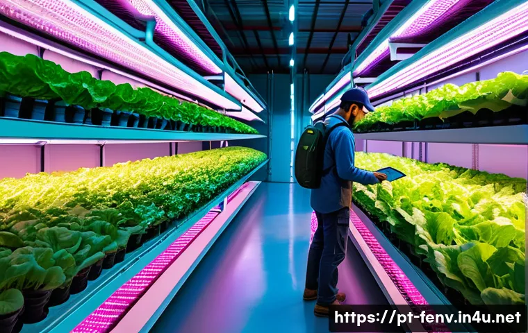 식물 공장 기술 - A modern urban vertical farm inside a spacious industrial warehouse in S&atilde;o Paulo, Brazil, featuring ...