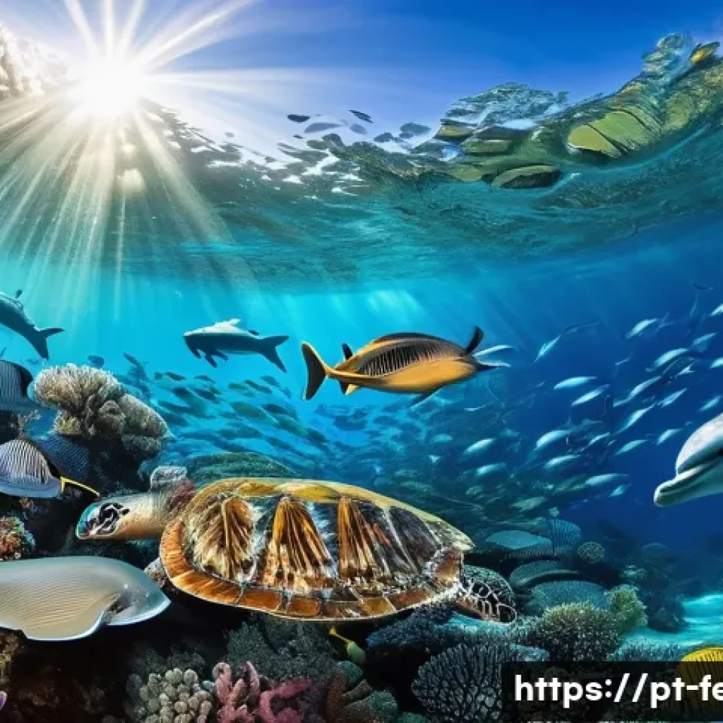 해양 환경 보호 - A vibrant underwater scene showcasing a diverse marine ecosystem in the Atlantic Ocean near Brazil, ...