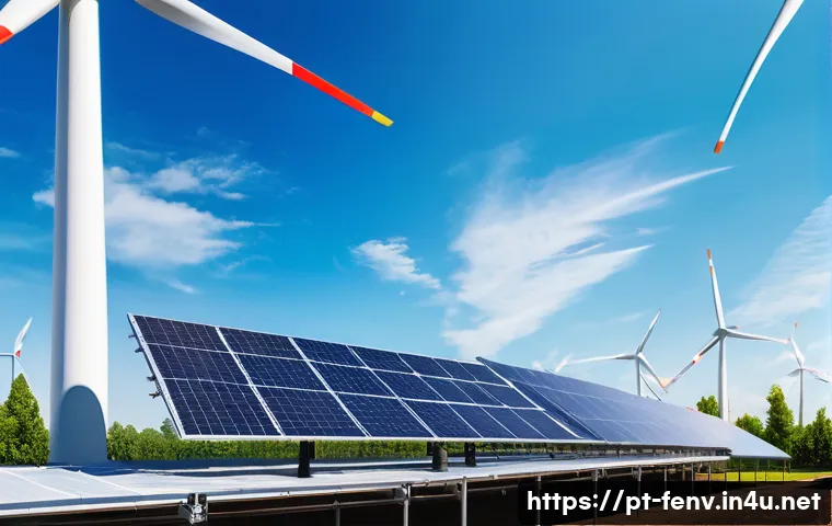 탄소 배출 감소를 위한 기업의 노력 - A modern industrial factory rooftop covered with large, sleek solar panels under a bright blue sky, ...