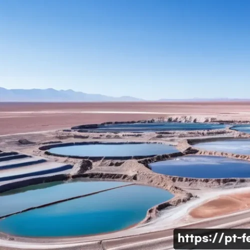Home 33 리튬 배터리와 환경 - A panoramic view of a lithium mining site in the Atacama Desert, Chile, showing expansive salt flats...
