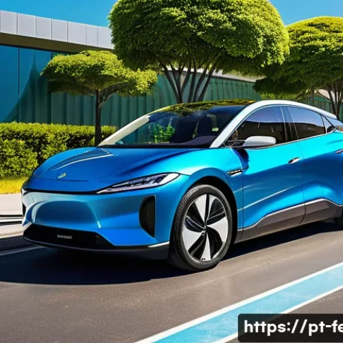 Home 32 친환경 자동차 기술 - A modern electric car charging at a sleek public fast-charging station in a vibrant Brazilian urban ...