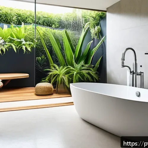 Home 17 지속 가능한 수자원 관리 - A detailed scene of a modern Brazilian household bathroom emphasizing water-saving habits: a family ...